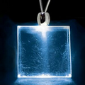 Light Up Necklace - Acrylic Square Pendant - Blue